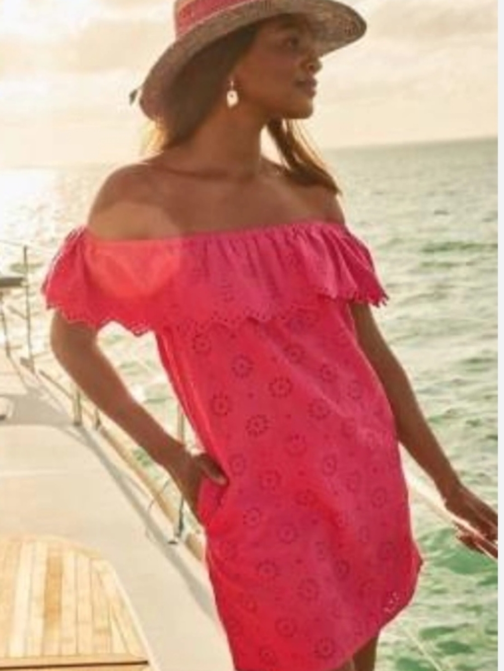Tommy Bahama Coral Strapless Eyelet Sundress